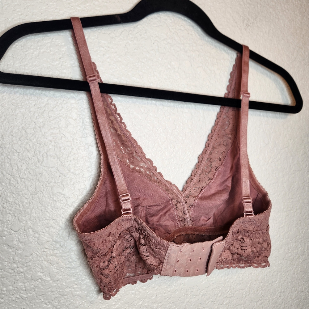 Felina Wireless Lace Bralette, Mauve Pink Size S - Picture 10 of 16
